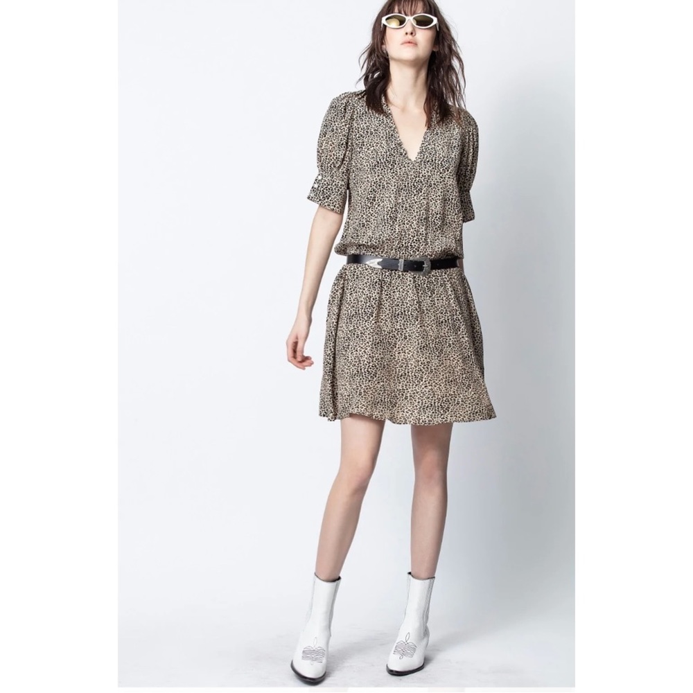 ZADIG & VOLTAIRE RUSSEL LEO PRINT DRESS Small